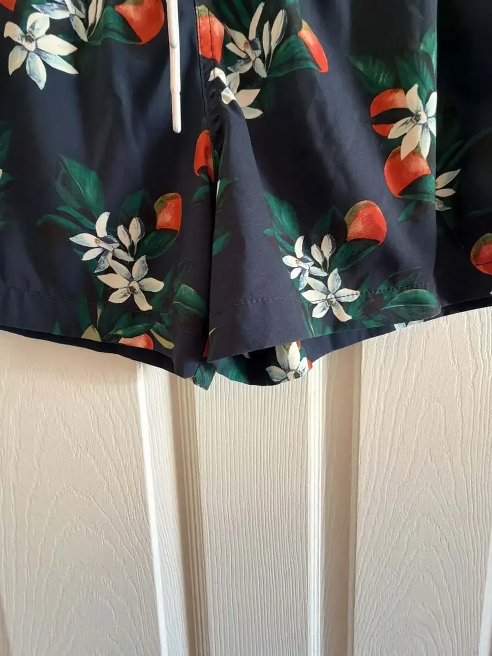 Abercrombie & Fitch Navy Blue Orange Blossom Floral Print Swim Shorts